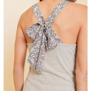 Needle & Thread Gray Floral Bow Tank Top